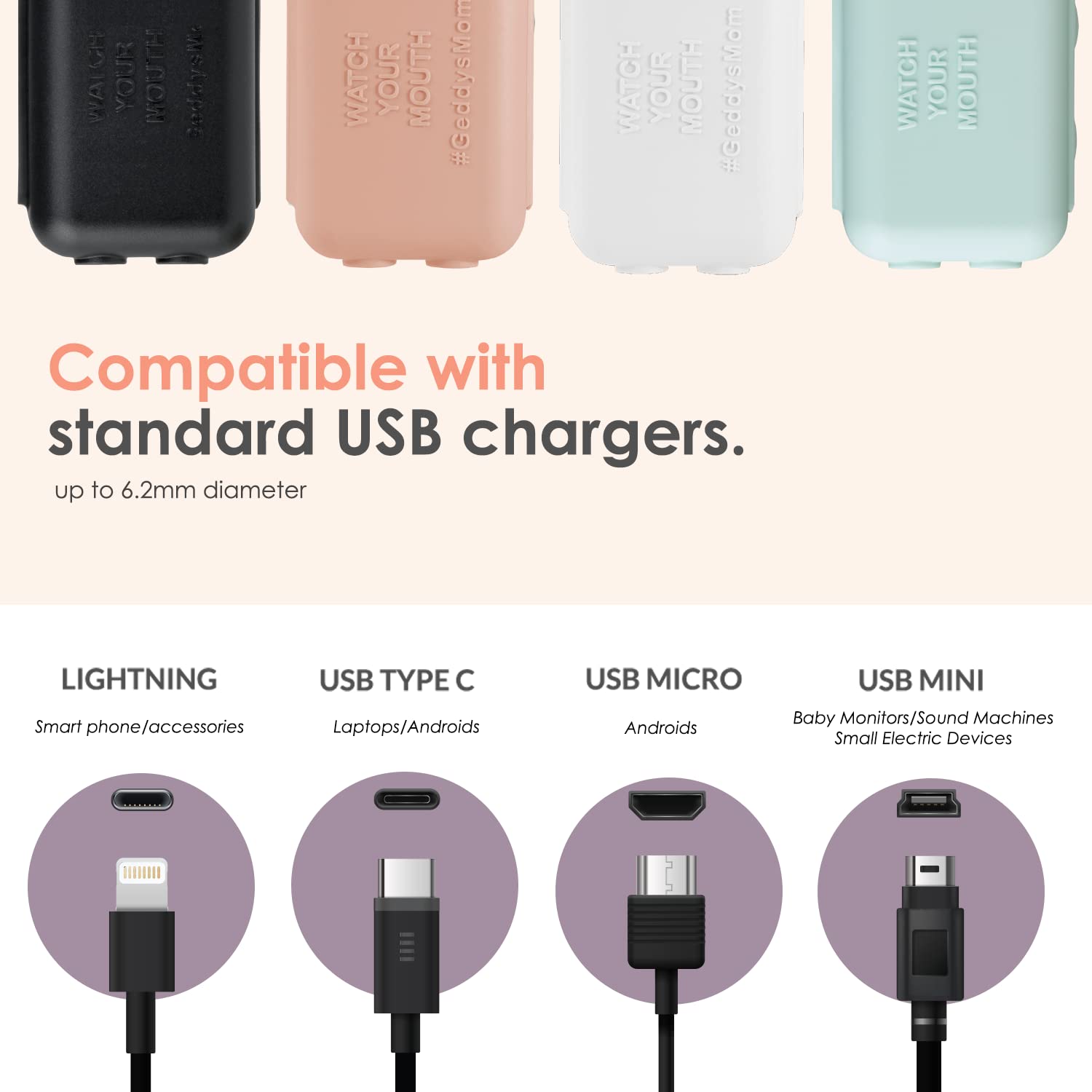 Amazon.co.jp: Geddy's Mom、口を見て子供に安全なUSB充電器安全